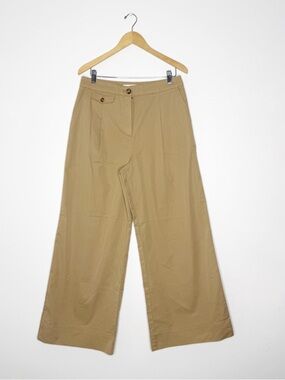 LOFT Wide Leg Pants 10 Beige High Rise Trouser NWT Stretch